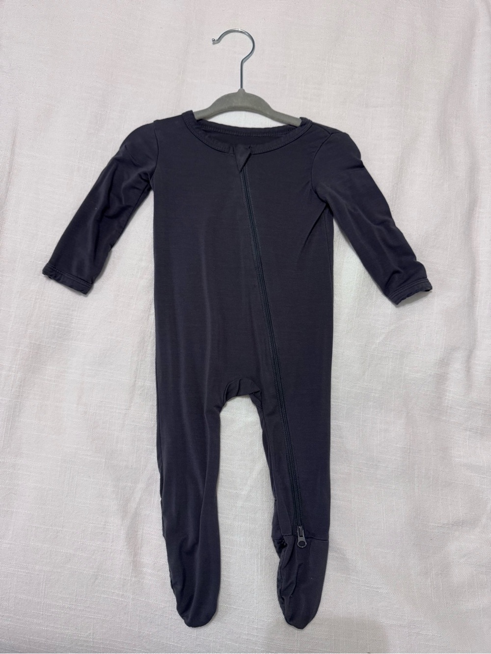 Dark Grey Bamboo Baby Zipper Footie